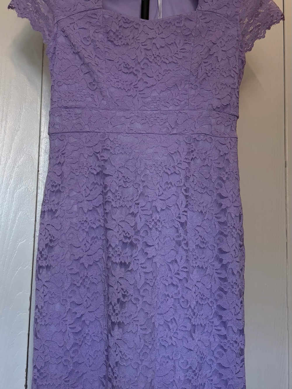 Grace Karin Lavender Lace Midi Dress with Cap Sleeves